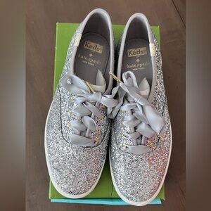Keds x Kate Spade Silver Glitter Sneakers Low-Top Lace-Up